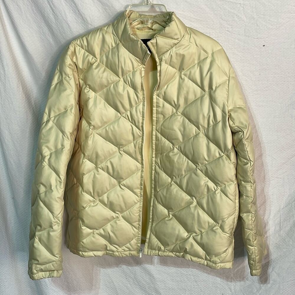 Banana Republic M creamy butter shade down filled puffer pockets no hood euc